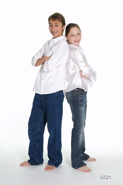 A brother and sister studio portrait